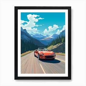 A Mazda Mx 5 Miata Car In Icefields Parkway Flat Illustration 4 Art Print