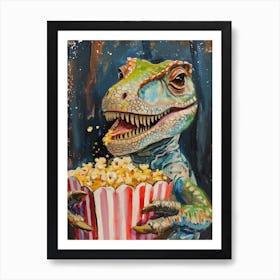 Dinosaur With Popcorn Brushstroke 1 Art Print