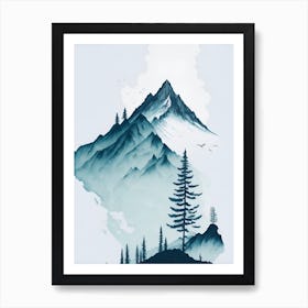 Mountain And Forest In Minimalist Watercolor Vertical Composition 333 Art Print