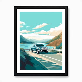 A Ford F 150 In Causeway Coastal Route Illustration 1 Art Print