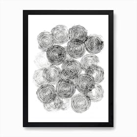 Radial Block Print In White And Black Art Print