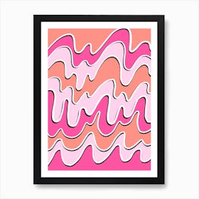 Retro Pink Waves Art Print