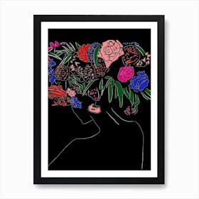 Flowers In Her Hair Art Print