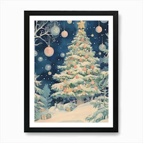 Christmas Tree In The Snow 1 Art Print