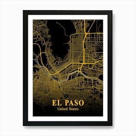 El Paso Gold City Map 1 Art Print