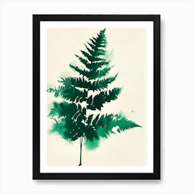 Green Ink Painting Of A Hares Foot Fern 4 Art Print