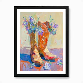 Cowboy Boots And Wildflowers Fringed Gentian Art Print