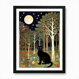 William Morris Black Cat In The Forest 4 Art Print