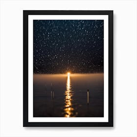 Star Trails Over Lake Art Print