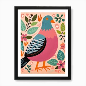 Pink Scandi Pigeon 2 Art Print