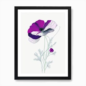 Anemone Floral Minimal Line Drawing 5 Flower Art Print