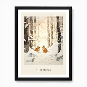 Winter Watercolour Chipmunk 10 Poster Art Print