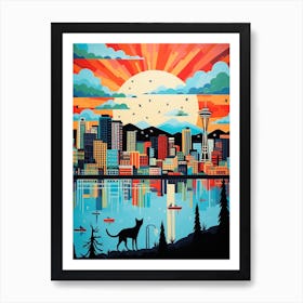 Vancouver, Canada Skyline With A Cat 1 Art Print