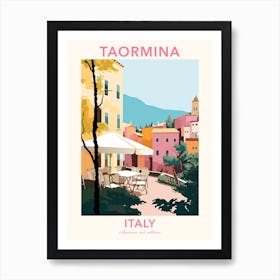 Taormina, Italy, Flat Pastels Tones Illustration 4 Poster Art Print