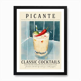 Picante Cocktail Recipe Vintage Kitchen Illustration Art Print