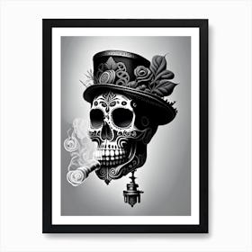 Sugar Skull Day Of The Dead Inspired Skull 2 Stream Punk Art Print