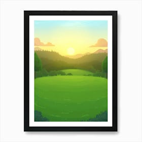 Landscape With Trees And Sun Art Print