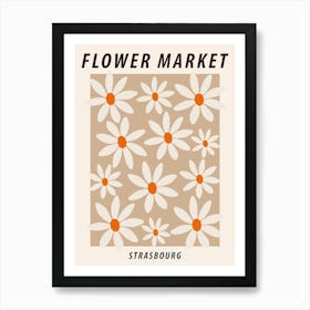 Flower market Strasbourg, Beige flowers, Neutral boho art print Art Print