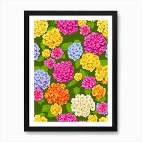 Hydrangea Repeat Retro Flower Art Print