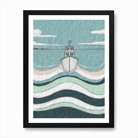 Boat In The Waves Art Print