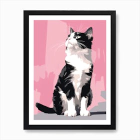 Cat On A Pink Background 2 Art Print