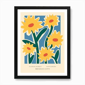 Flower Market Mexico City, Sunflowers Art Print