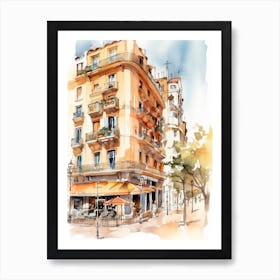 La Barceloneta Neighborhood, Watercolour 1 Art Print