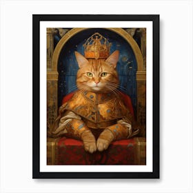Royal Cat In The Style Of A Romantesque Painting 3 Art Print