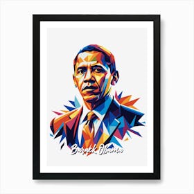 Barack Obama Portrait WPAP Pop Art Art Print