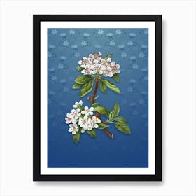 Vintage Almond Leaf Pear Botanical on Bahama Blue Pattern n.0116 Art Print