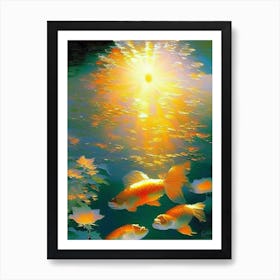 Hirenaga Koi Fish Monet Style Classic Painting Art Print