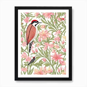 Woodpecker William Morris Style Bird Art Print