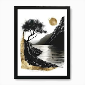 Tree By The Lake Canvas Print Art Print