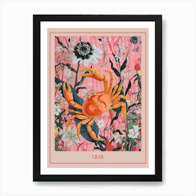 Floral Animal Painting Crab 2 Poster Art Print