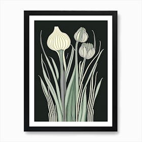 Garlic Herb William Morris Inspired Line Drawing Art Print