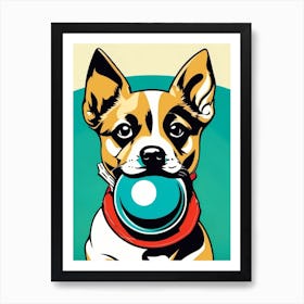 Retro Puppy with Ball Art Print