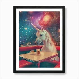 Unicorn In A Galaxy Diner Surreal Abstract Art Print