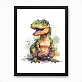 Tyrannosaurus Rex Cute Dinosaur Watercolour 2 Art Print