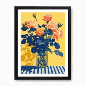 Rose Flowers On A Table   Contemporary Illustration 1 Art Print