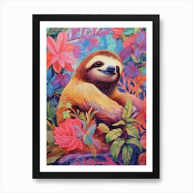 Colorful Animal Sloth Cute Art Print