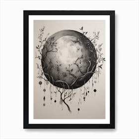 Moon In The Trees Art Print