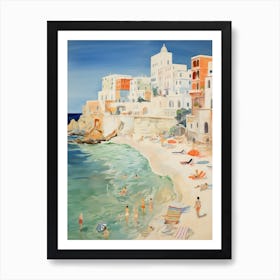 Polignano A Mare, Puglia   Italy Beach Club Lido Watercolour 3 Poster