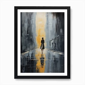Woman Walking Down The Street Art Print