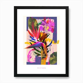 Bird Of Paradise 1 Neon Flower Collage Poster Art Print