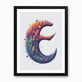 Colorful Letter E Illustration 7 Art Print