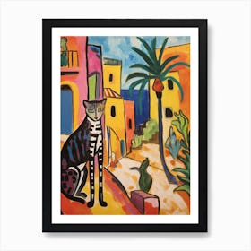 Painting Of A Cat In Luxor Egypt 1 Art Print