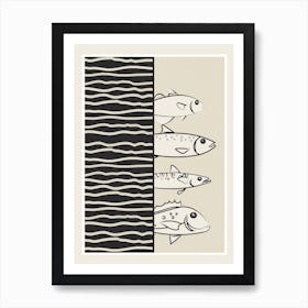 Abstract Fishes On A Wave 2 Art Print