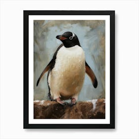 Adlie Penguin Signy Island Oil Painting 2 Art Print