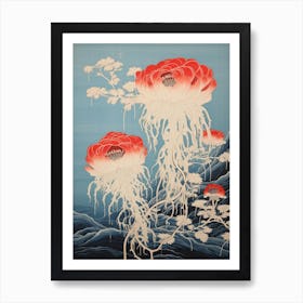 Lions Mane Jellyfish Traditional Japanese Illustration 1 Art Print