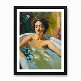 Woman Nude In A Bath Art Print